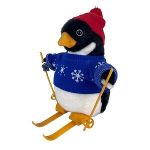 Vintage Applause 1986 Penguin in Sweater Ski Plush, Stuffed Animal, Toy, Winter